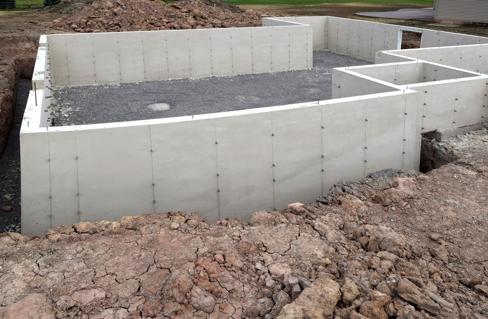 New Home House Construction Concrete Cement Foundation Basement Builders